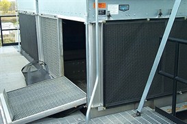 outdoor hvac system with 4 large air filter screens