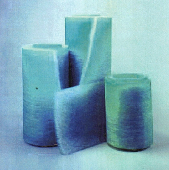 3 aqua air filters standing rolled up