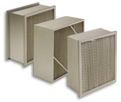 large cube air filter separated into three parts