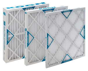 three square air filters lined up side by side