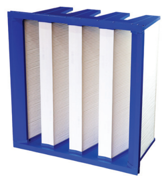 blue and white air filter with 4 openings