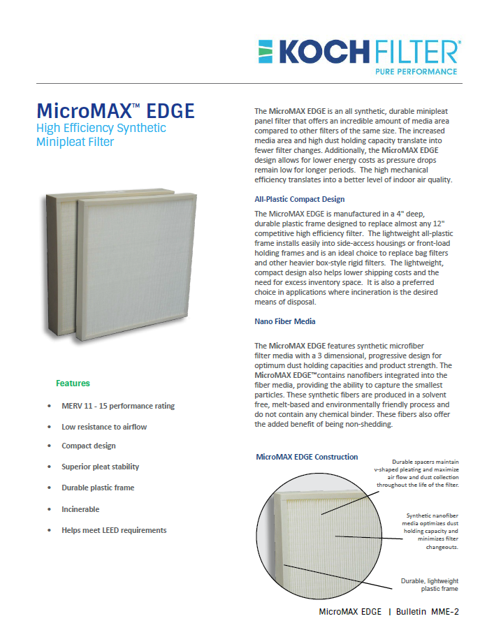 MicroMAX Edge air filter brochure cover