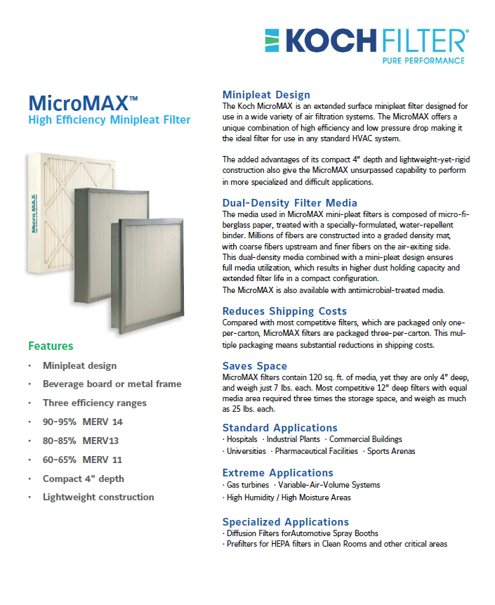 MicroMAX air filter brochure cover