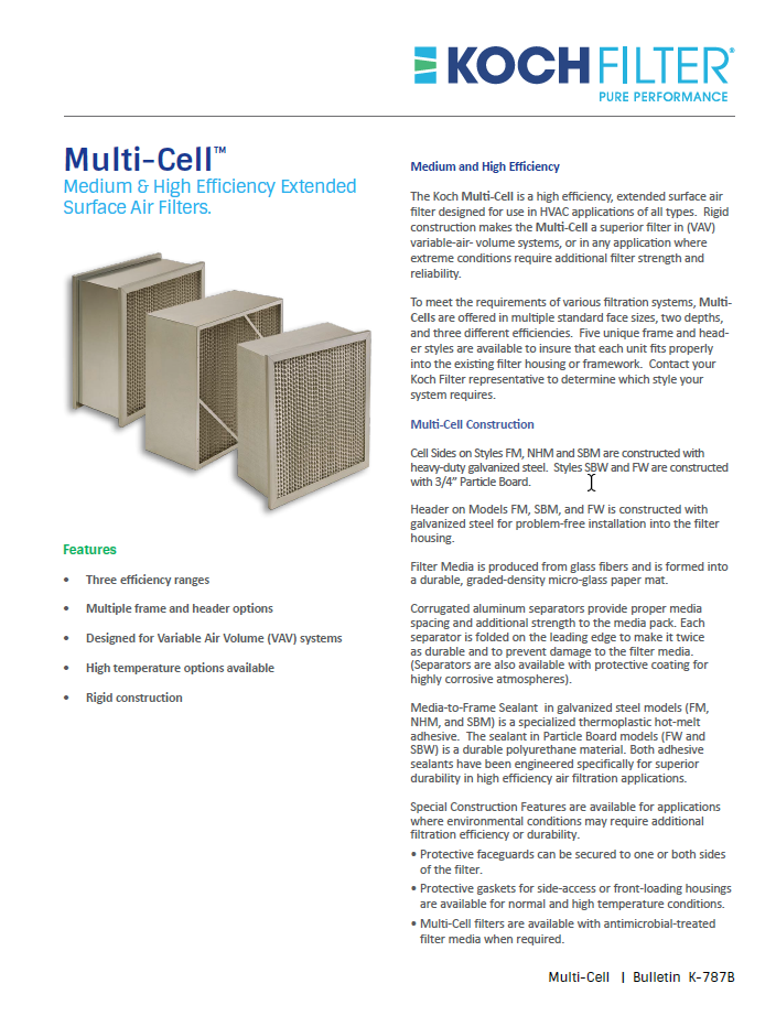 Multi-Cell air filter brochure cover