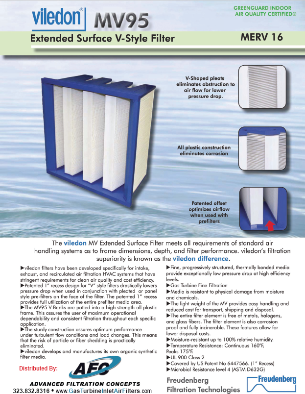 MV 95 filter brochure cover